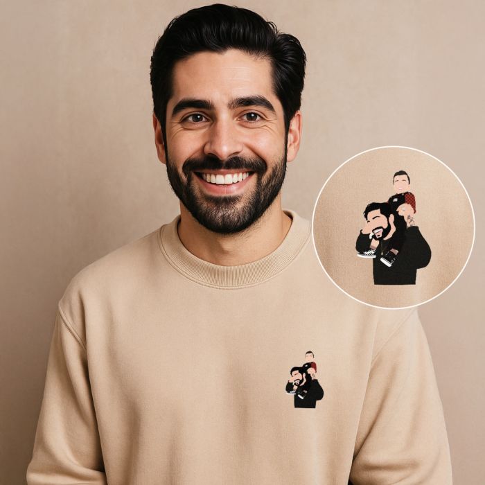 Gepersonaliseerde trui met kleine illustratie