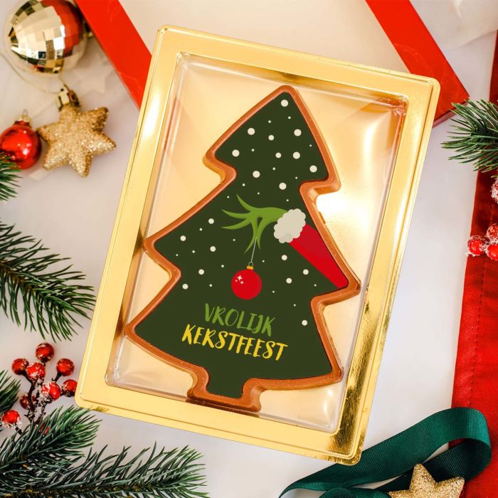 Gepersonaliseerde chocolade als denneboom Grinch