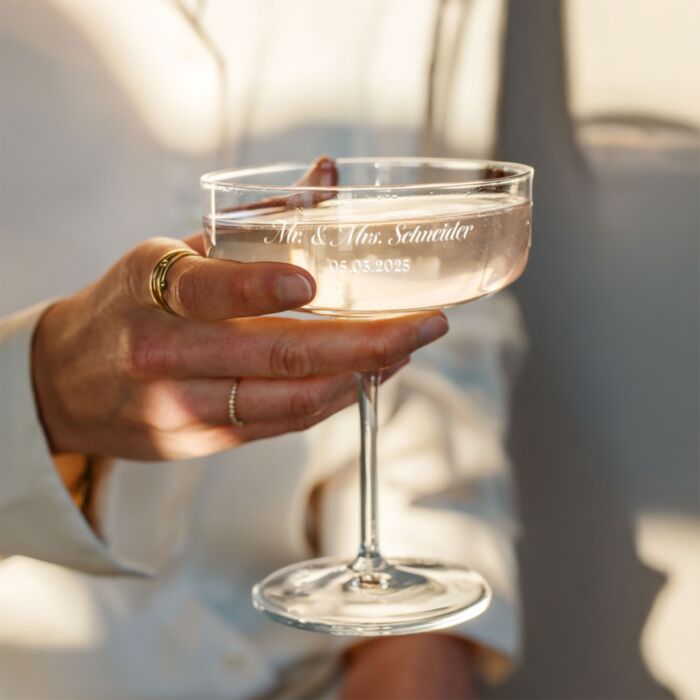 Gepersonaliseerde champagne coupe met tekst - Design