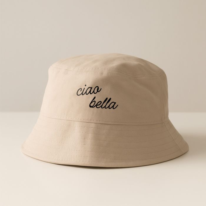 Gepersonaliseerde bucket hat met twee regels