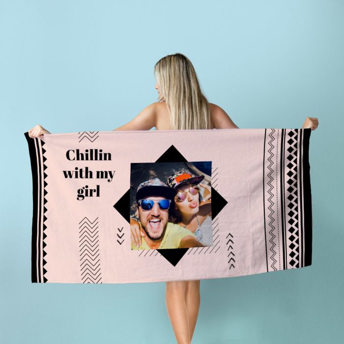 Handdoek met foto en tekst