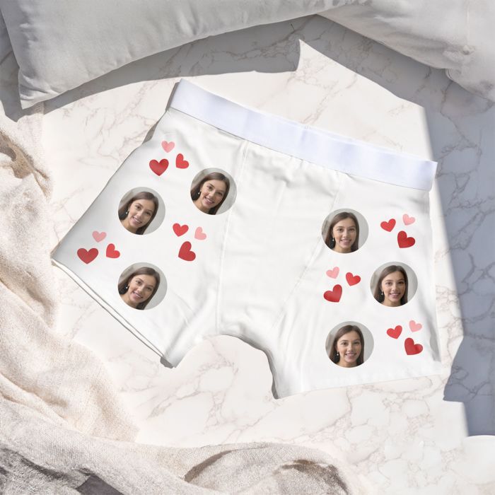 Gepersonaliseerde boxershort met foto en symbolen
