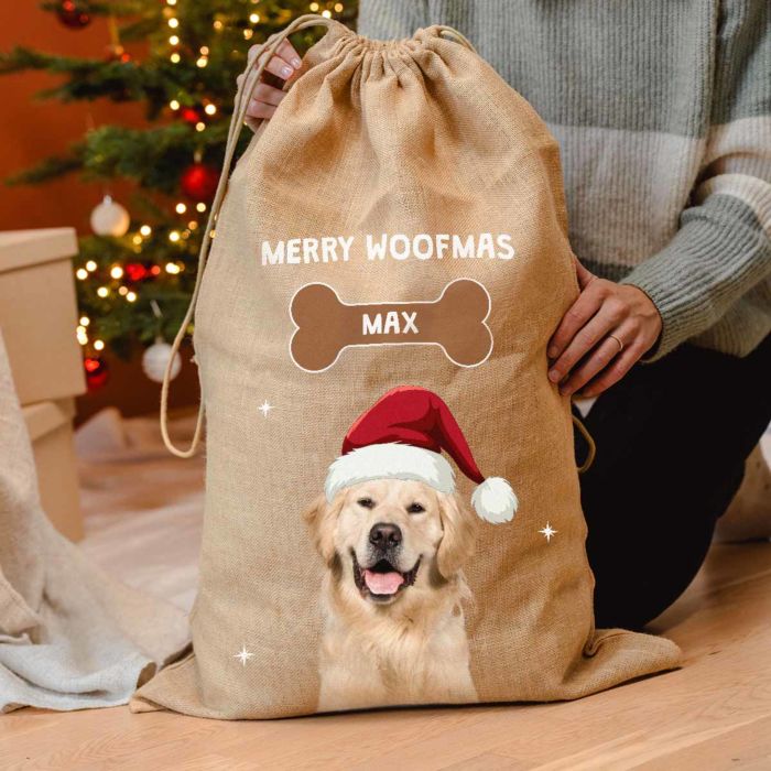 Gepersonaliseerde kerstzak met jouw huisdier