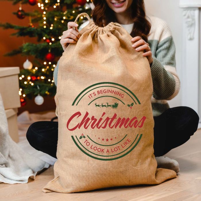 Gepersonaliseerde kerstzak met tekst