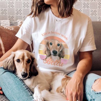 Gepersonaliseerd retro t-shirt met huisdier