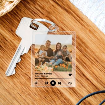 Gepersonaliseerde Acryl Sleutelhanger met Foto en Songtitel