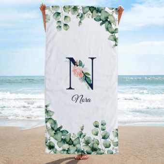 Handdoek met monogram en tekst