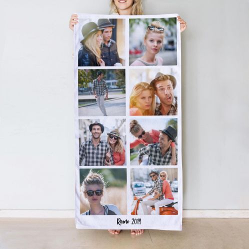 Personaliseerbare handdoek met 8 foto’s en tekst