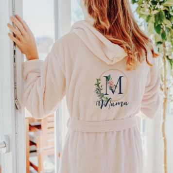 Badjas Bloemen Monogram en Tekst