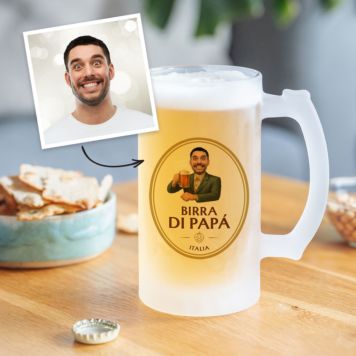 Gepersonaliseerde bierpul met gezicht en logo