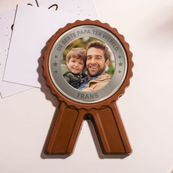 Gepersonaliseerde chocolade medaille als onderscheiding