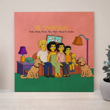 Gepersonaliseerde houten foto - illustratie cartoon familie