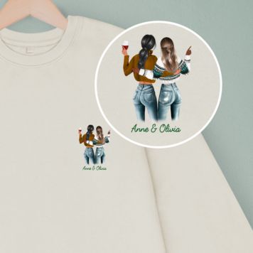 Gepersonaliseerde trui - illustratie twee vriendinnen