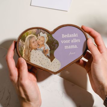 Gepersonaliseerd chocolade hartje met halve foto en tekst