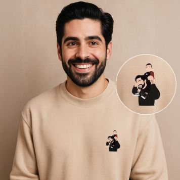 Gepersonaliseerde trui met kleine illustratie