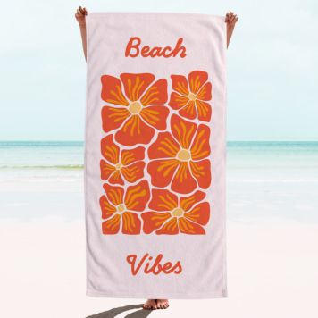 Gepersonaliseerde retro handdoek met bloemen en tekst