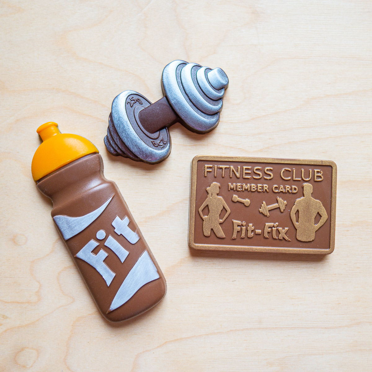 Fitnessset van chocolade