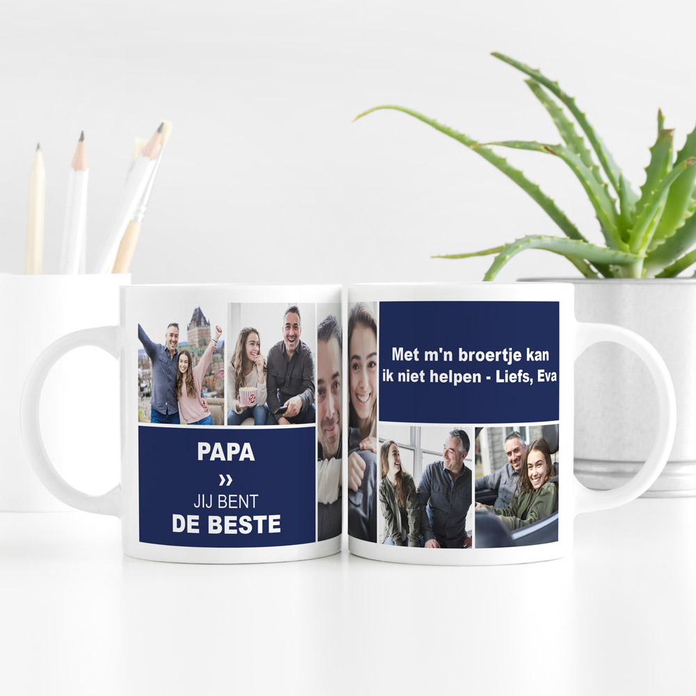 Personaliseerbare mok met 5 foto’s en tekst