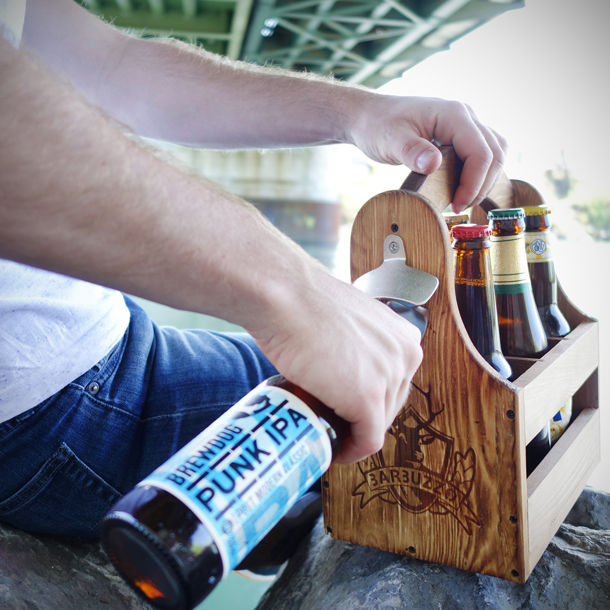 Houten sixpack