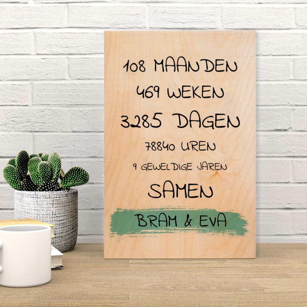 Personaliseerbare tekst op hout – jubileum