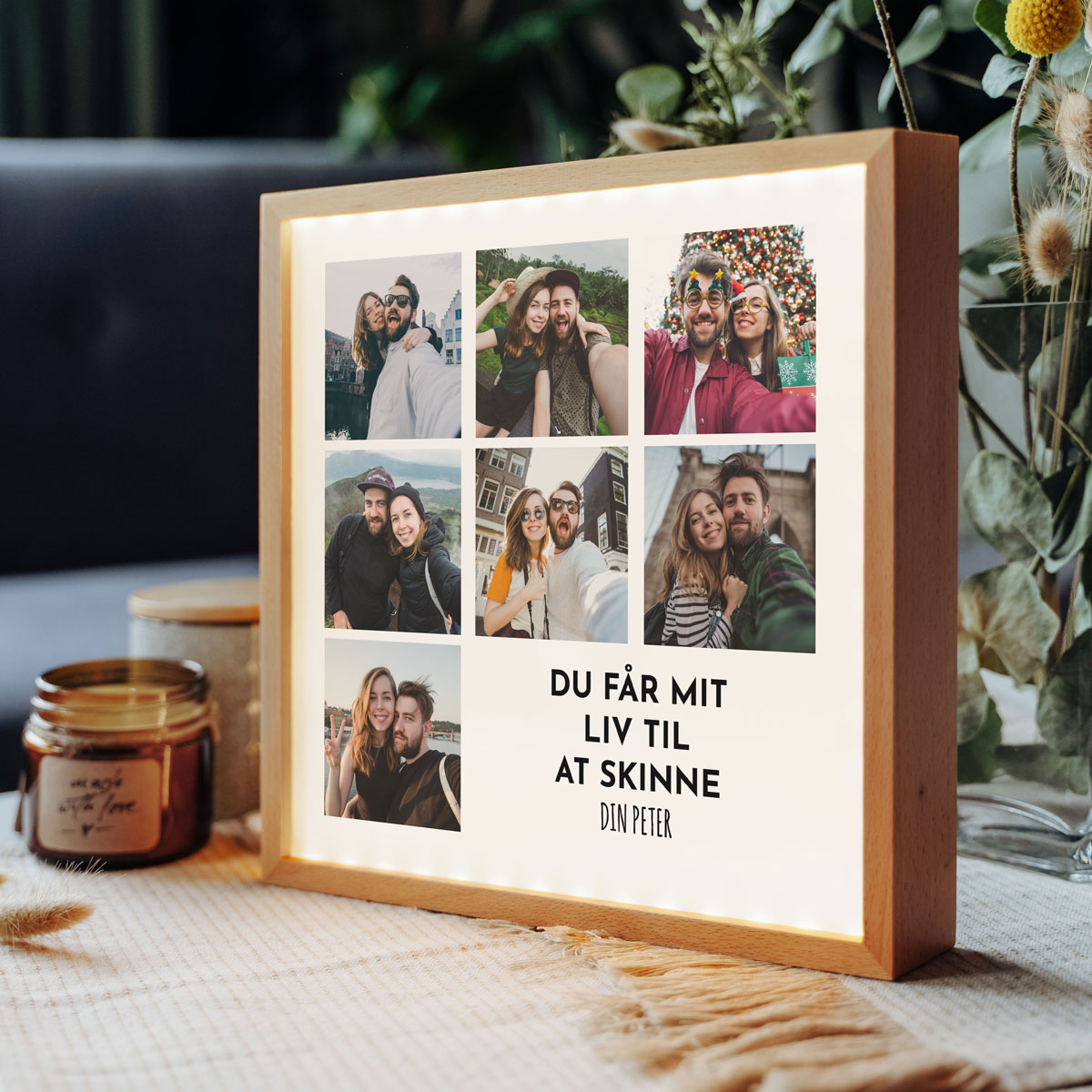 Lichtbox met 7 foto's en tekst