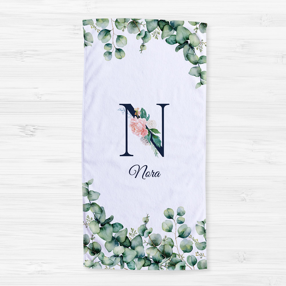Handdoek met monogram en tekst
