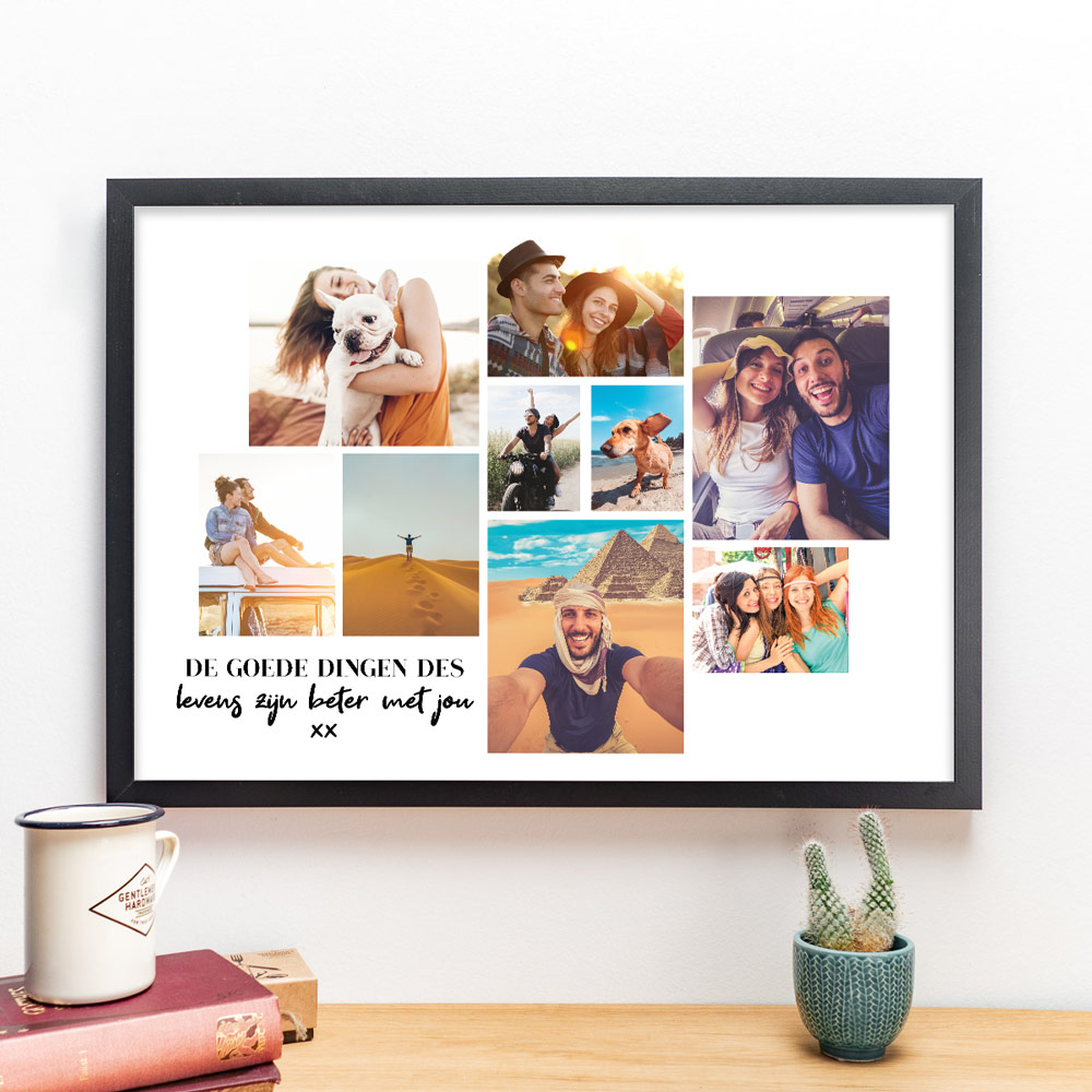 Poster fotocollage en tekst liggend
