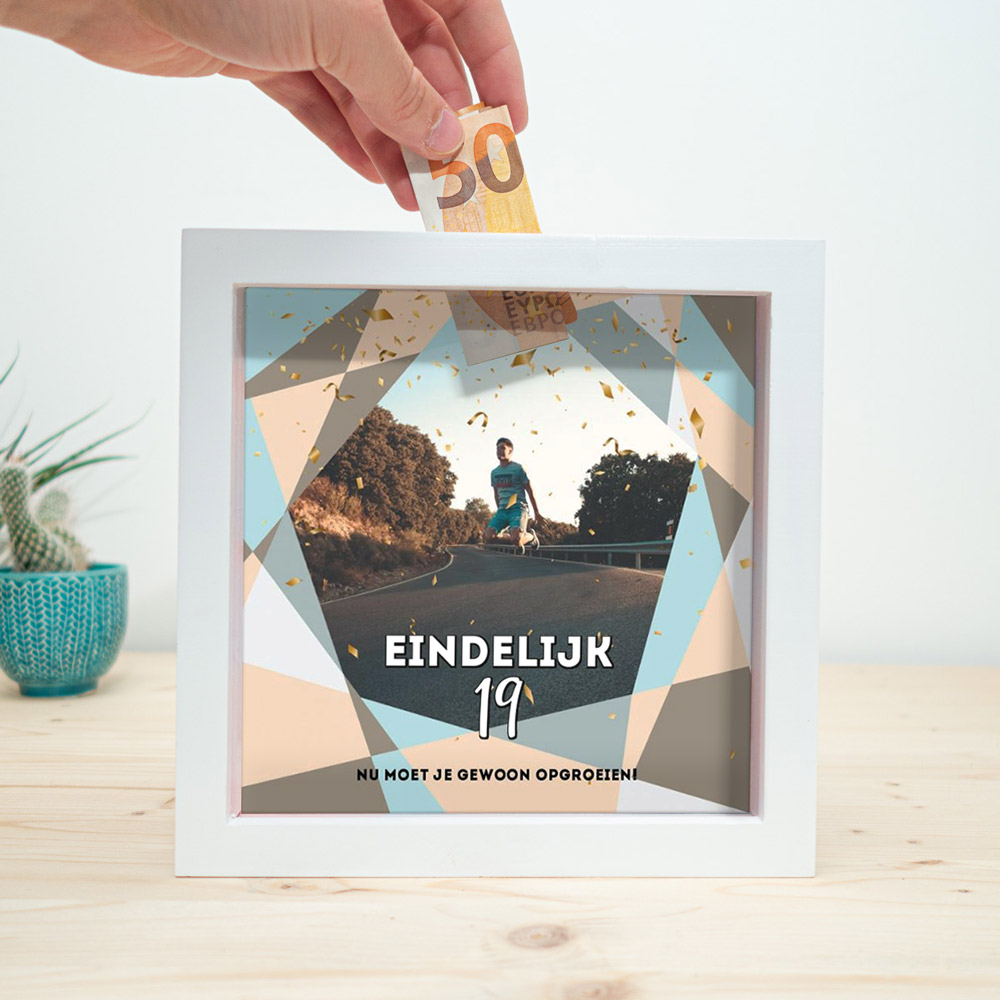 Personaliseerbare spaarpot voor je verjaardag