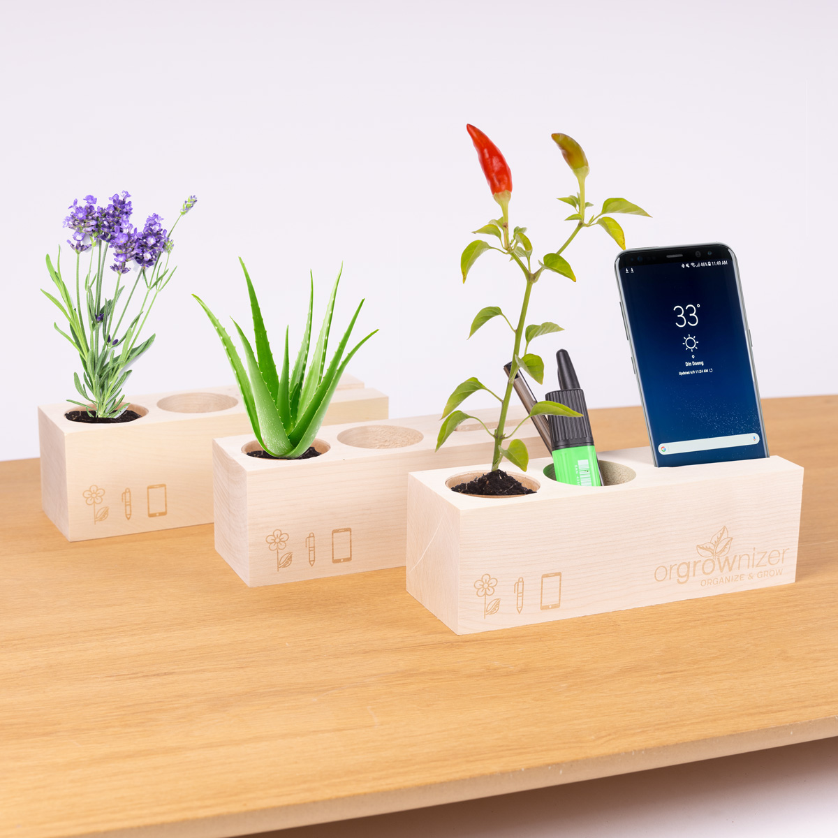 Orgrownizer - Bureau organizer met plant