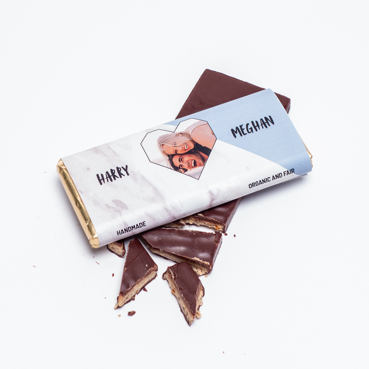 Personaliseerbare chocolade met foto hartje en tekst