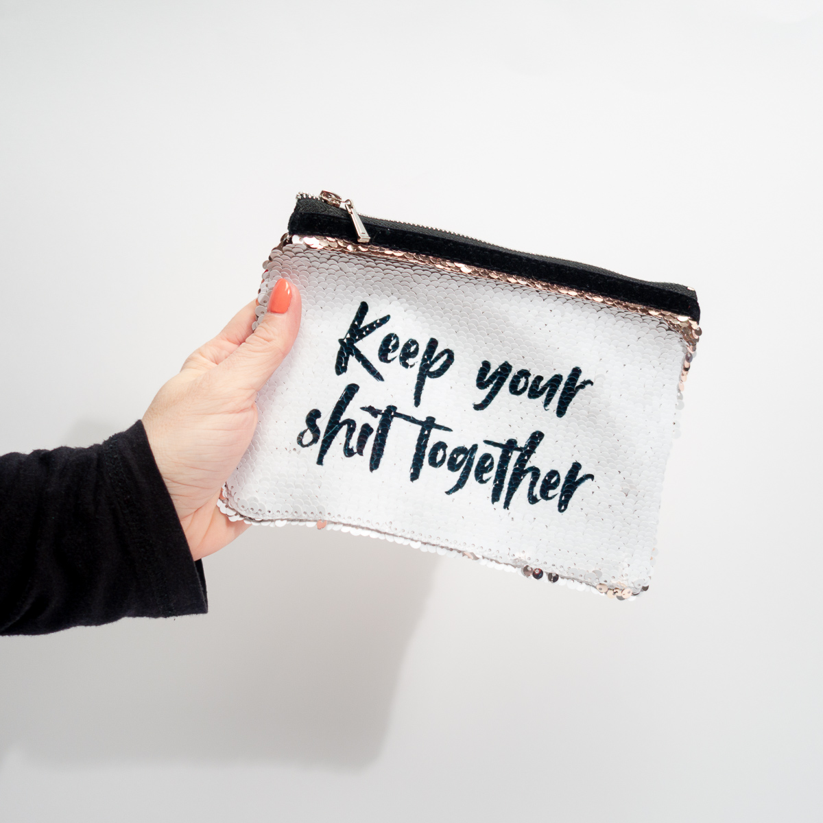 Personaliseerbaar pailletten tasje met tekst