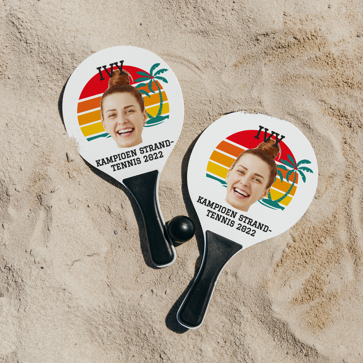 Gepersonaliseerde Beachball Set Hout met Tekst