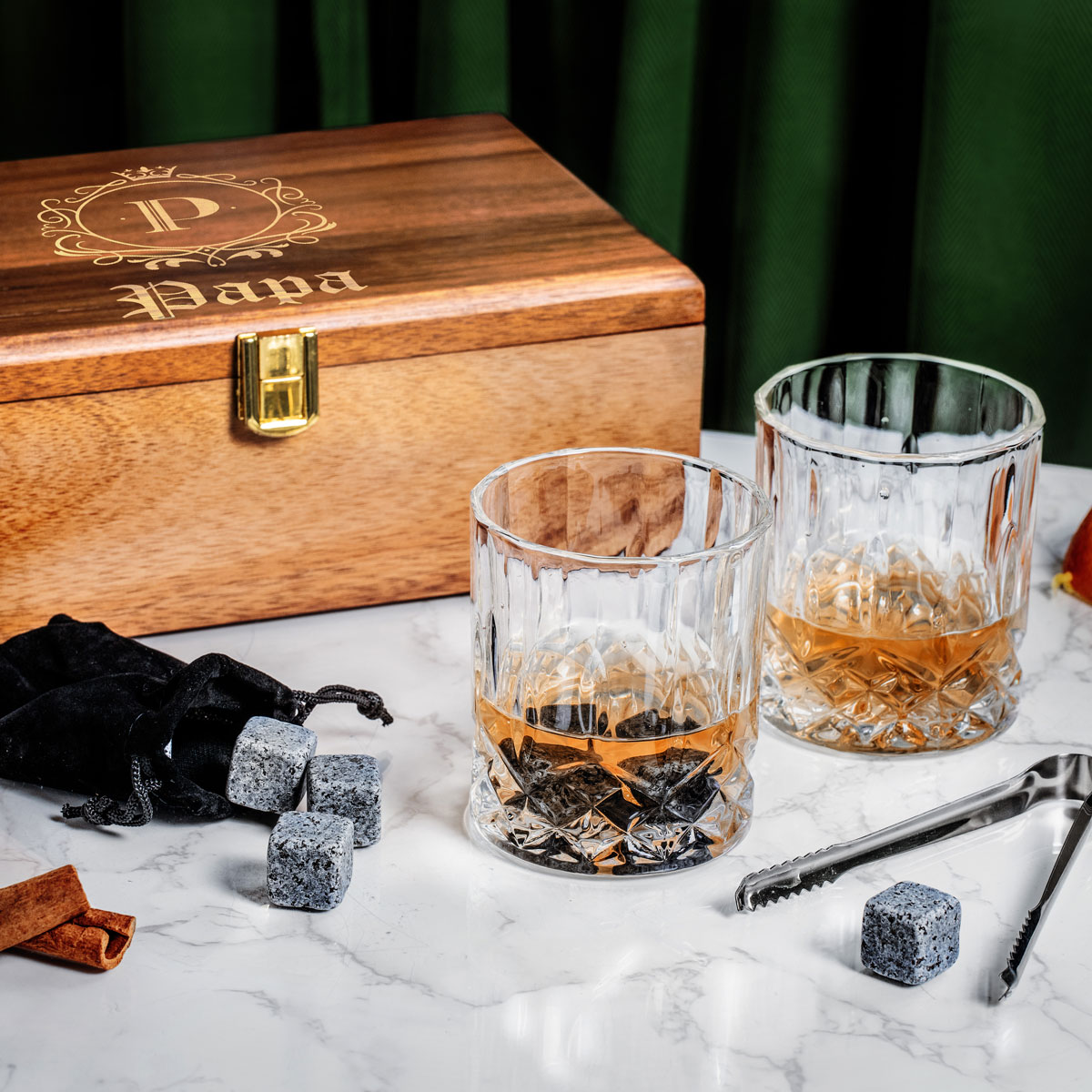 Whiskyglazen Cadeaubox met Monogram