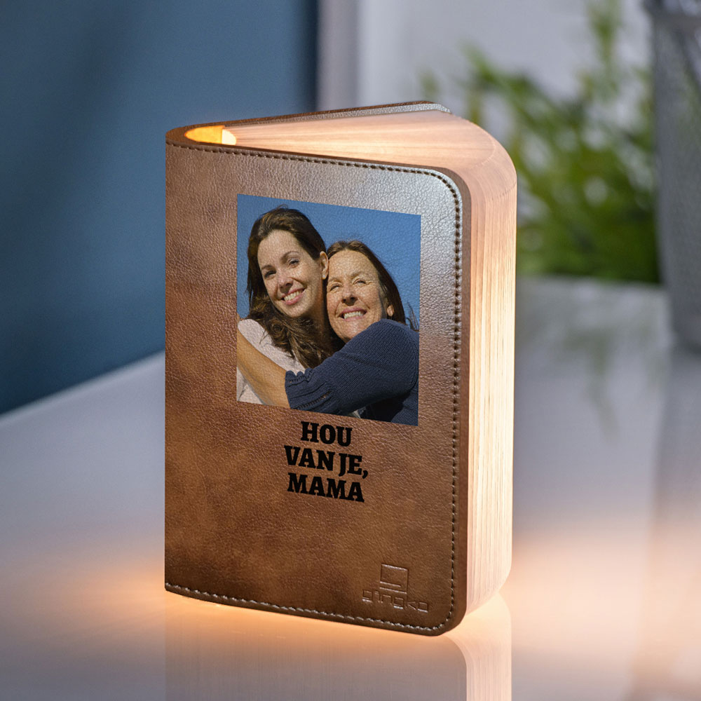 moederdag cadeau Boeklamp met foto en tekst