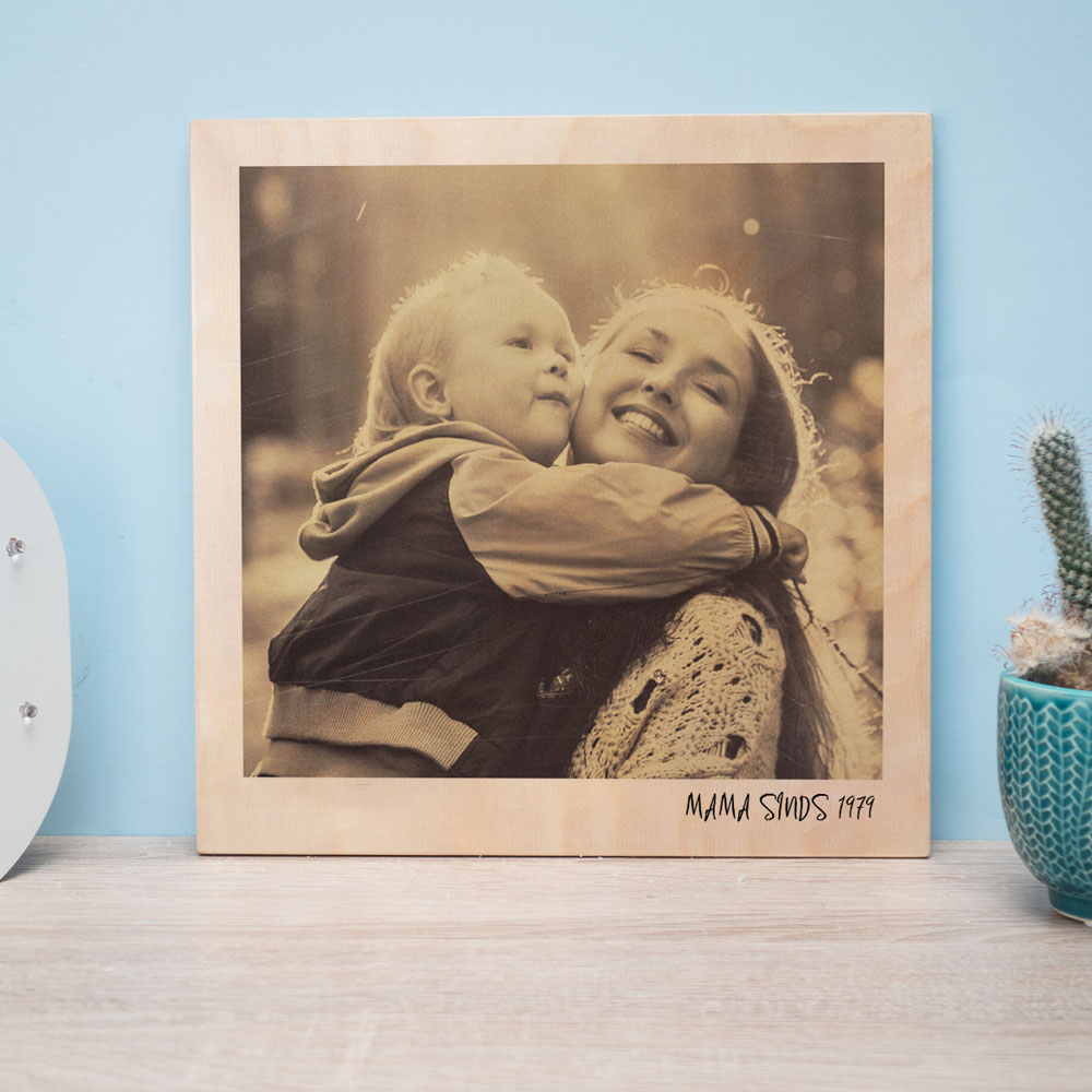 moederdag cadeau Personaliseerbare foto op hout in polaroid look