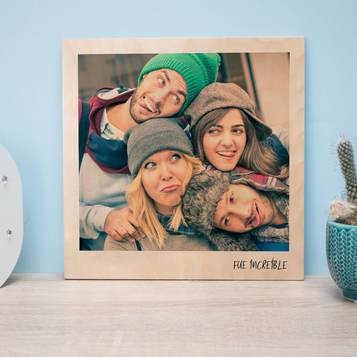 Personaliseerbare foto op hout in polaroid look Kerstcadeau man Personaliseerbare foto op hout in polaroid look