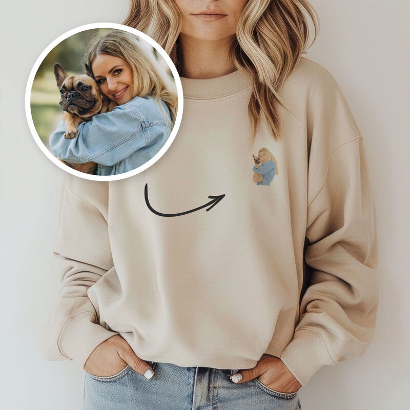 Gepersonaliseerde trui met kleine illustratie