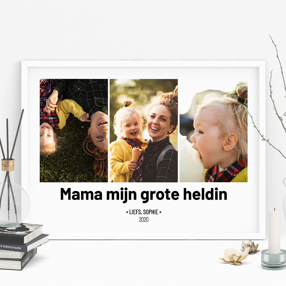 Cadeau voor moeder Poster met 3 foto’s en tekst Cadeau voor moeder Poster met 3 foto’s en tekst