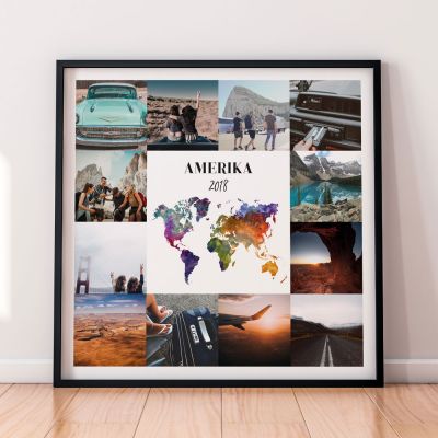 Personaliseerbare reis poster met 12 foto’s Personaliseerbare reis poster met 12 foto’s