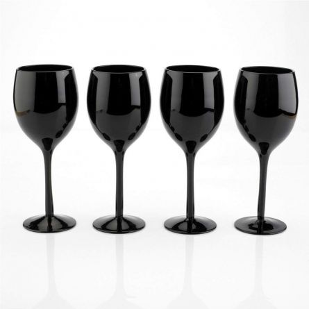 Zwarte Wijnglazen - Set van 4