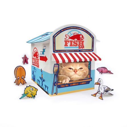 Kattenkiosk van karton