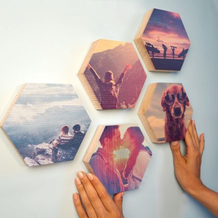 Personaliseerbare houten afbeelding - zeshoek