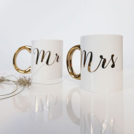 Gouden mokken Mr & Mrs