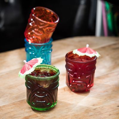 SOLDEN - Kleurrijke Tiki cocktailglazen set van 4
