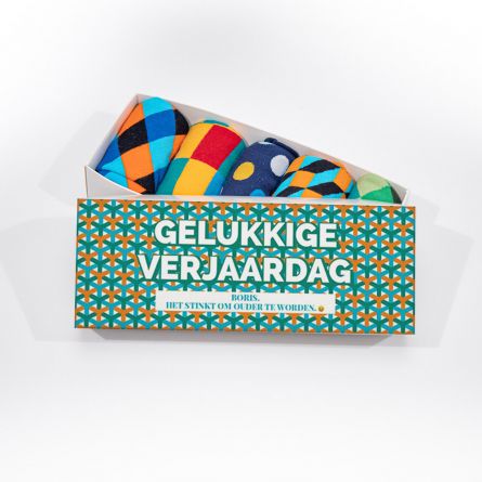 Sokkendoos met tekst
