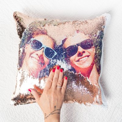 Personaliseerbaar glitter kussensloop met foto Personaliseerbaar glitter kussensloop met foto