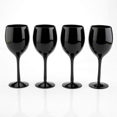 Cadeau voor zus - Zwarte Wijnglazen - Set van 4