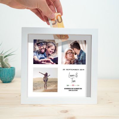 Cadeau voor zus - Personaliseerbare spaarpot voor bruiloft