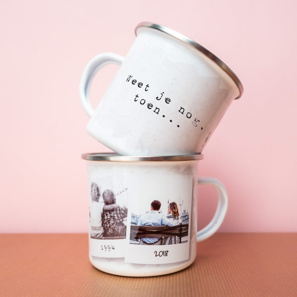 Personaliseerbare Metalen Mok Weet Je Nog Toen huismerk kopen in de aanbieding